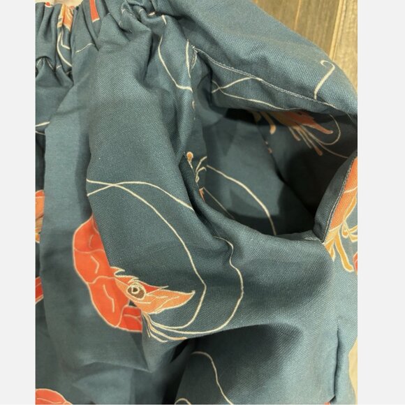 (?) HANDMADE UNIQUE RARE CHATHAM HOUSE PRAWN / SHRIMP PRINT COASTAL MIDI SKIRT - Picture 3 of 11